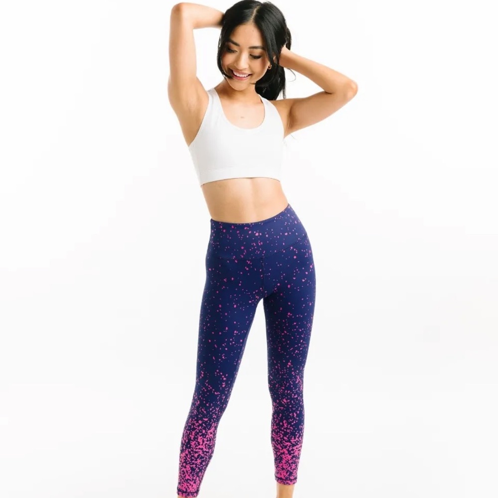 Zyia Pink Splash Light n Tight High Leggings Sz 2